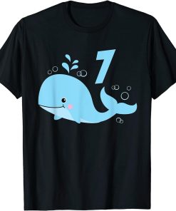 7th Birthday Cute Whale Orca 7 Years Old Kids T-Shirt