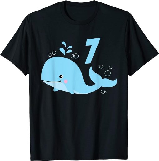 7th Birthday Cute Whale Orca 7 Years Old Kids T-Shirt