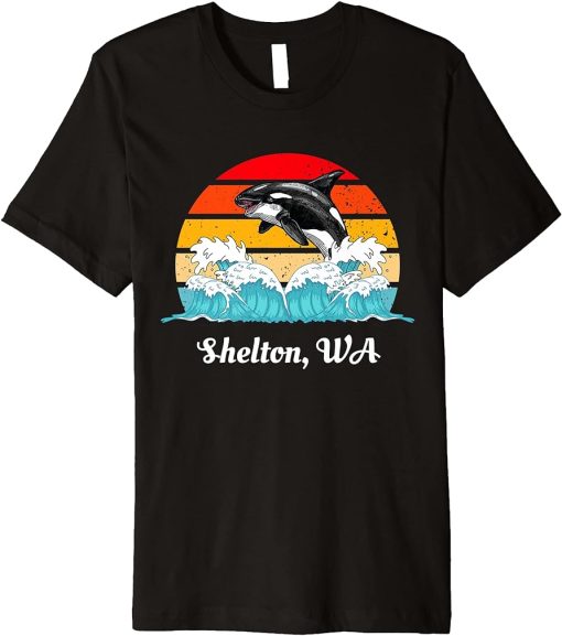 Vintage Shelton WA Distressed Orca Killer Whale Art Premium T-Shirt