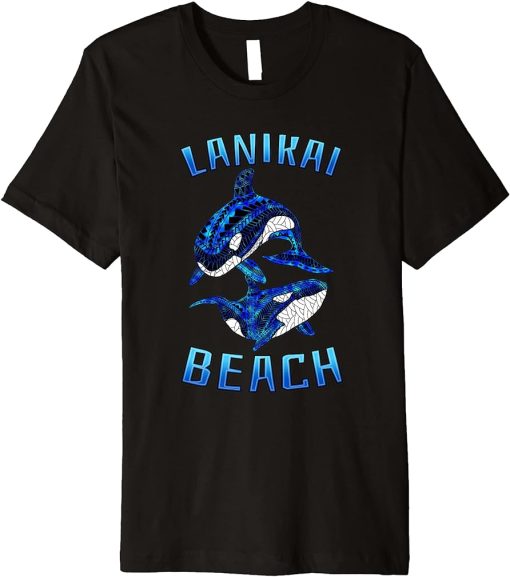 Lanikai Beach Hawaii Vacation Tribal Whale Orca Premium T-Shirt