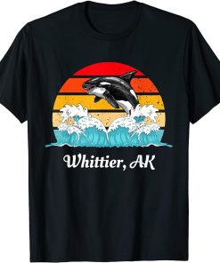 Vintage Whittier AK Distressed Orca Killer Whale Art T-Shirt