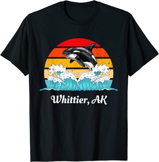 Vintage Whittier AK Distressed Orca Killer Whale Art T-Shirt
