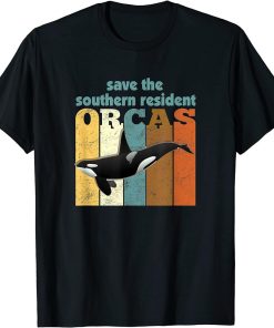 Save the Southern Resident Orcas Orca Vintage Retro T-Shirt
