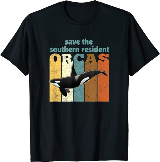 Save the Southern Resident Orcas Orca Vintage Retro T-Shirt