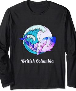 British Columbia Japanese Paint Geometric Orca Killer Whale Long Sleeve T-Shirt